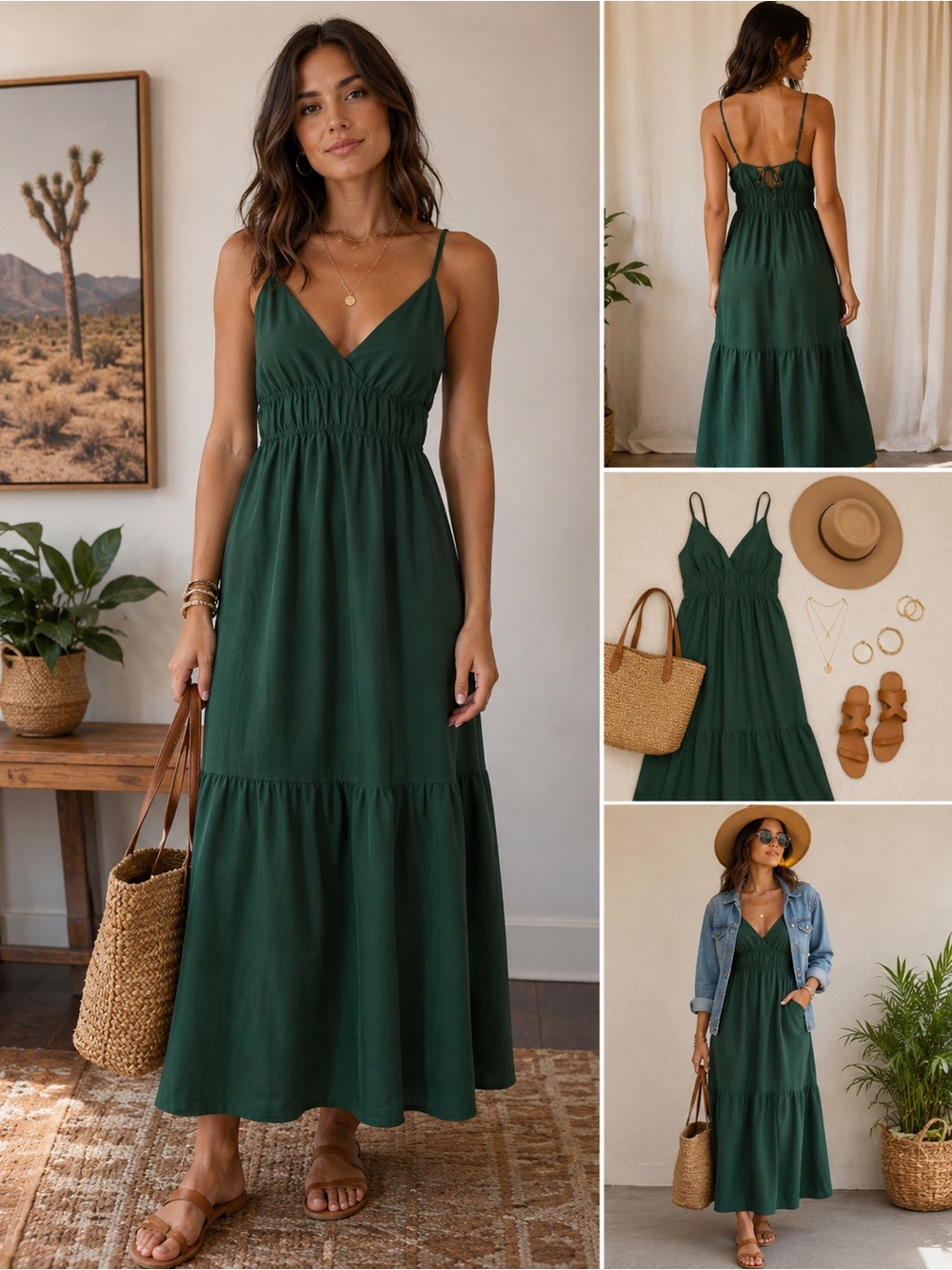 🌲🌳 A New Day XS Green Tiered Midi Maxi Dress 🌿🍃